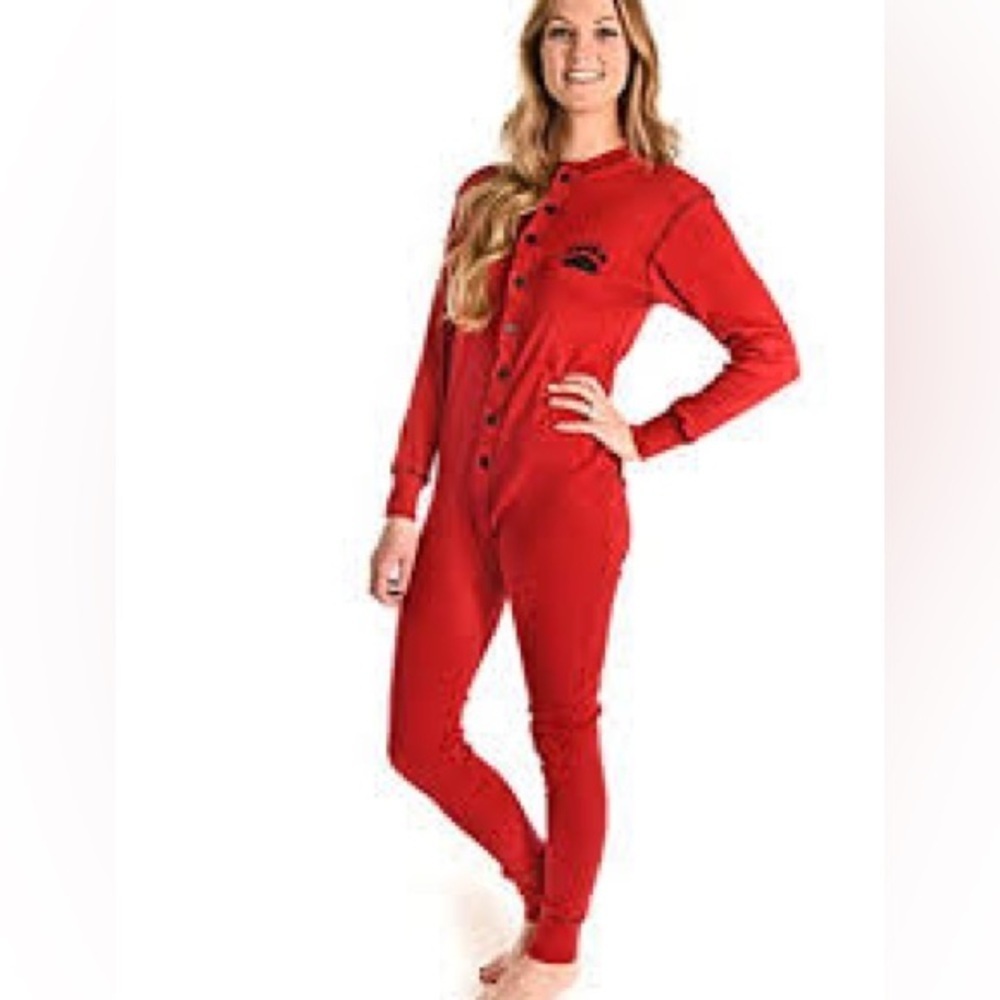 Lazy One Unisex Bear Bottom Flapjack Red Onesie Pajamas, size XL